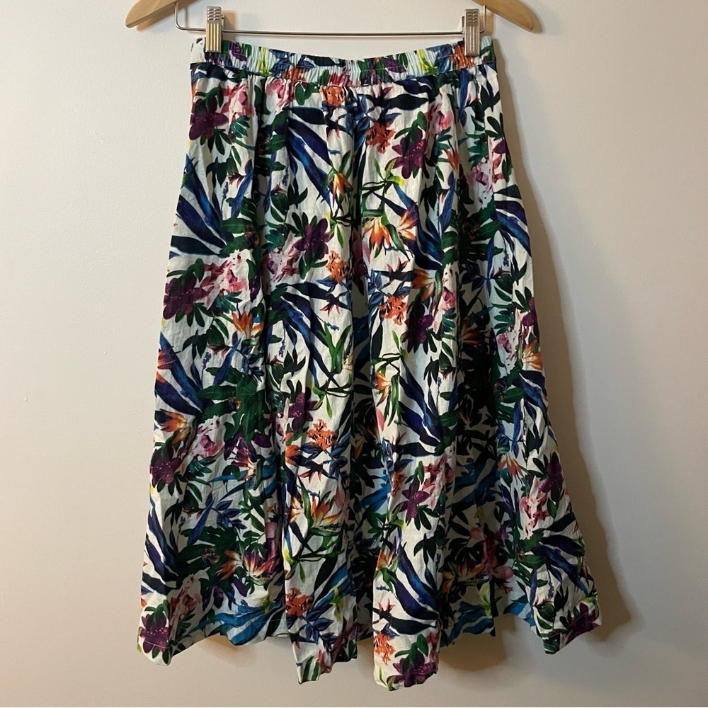 Flint and Moss Floral A-Line Skirt - Multicolor size small linen blend - Picture 2 of 8